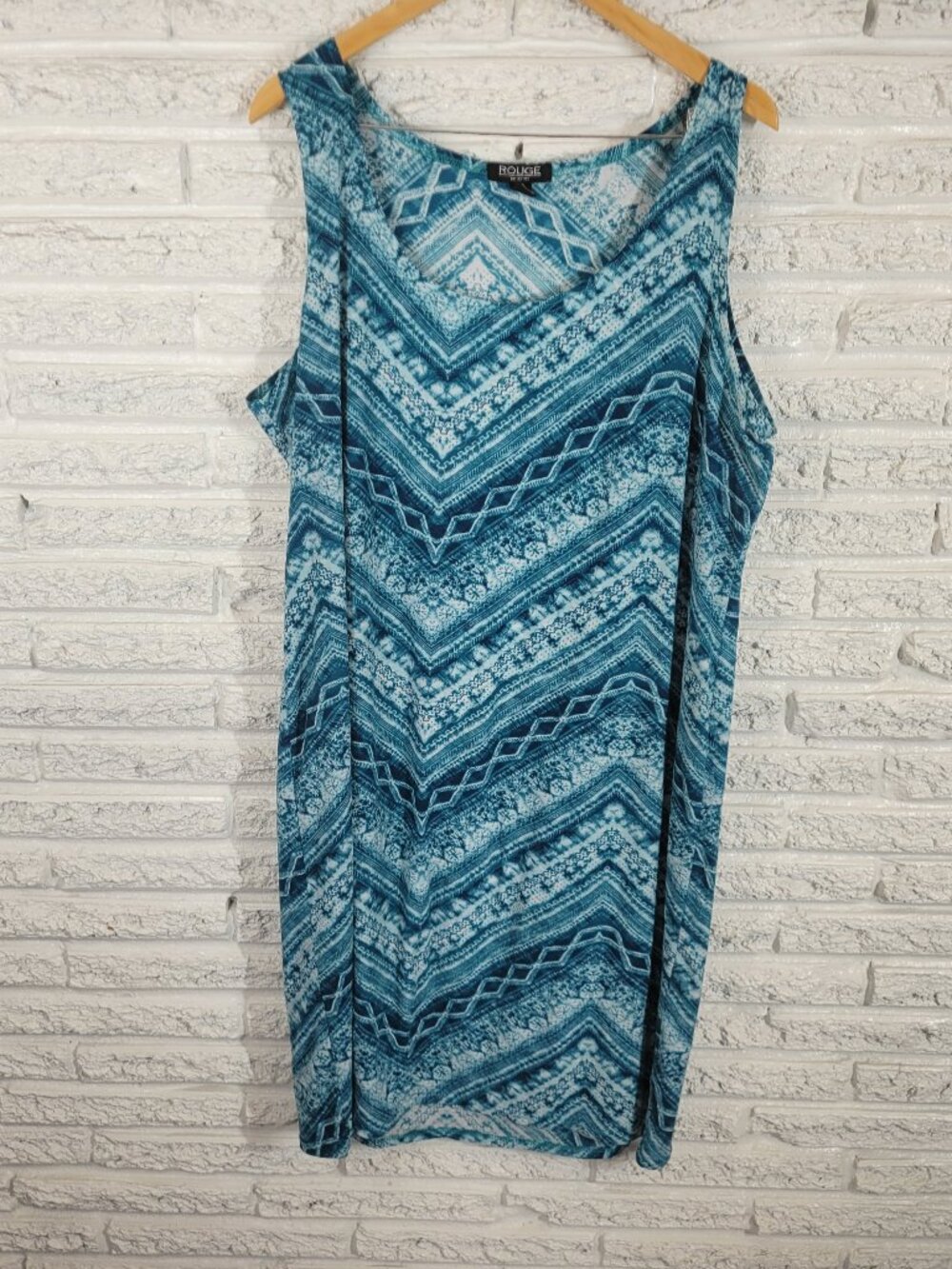 Rouge Dress 3X Plus Tank Geometric Blue Watercolor Sleeveless Casual GEO81E